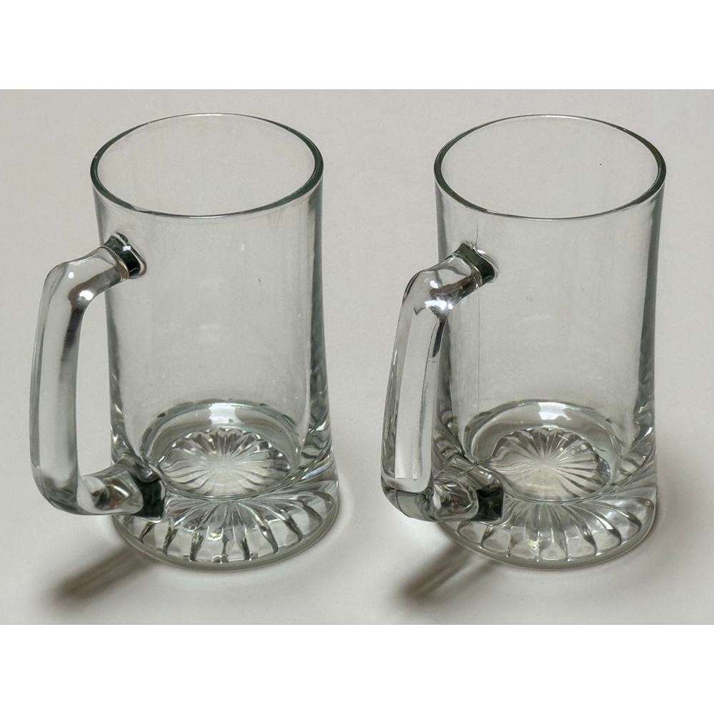 BEER MUGS HEAVY DUTY Vintage Set 2 Clear Glass Beer Mugs Thumb
Rest 5.5 Tall